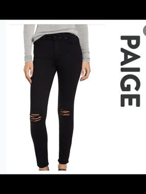 Paige Hoxton Ankle Black Distressed Skinny Jeans for Women